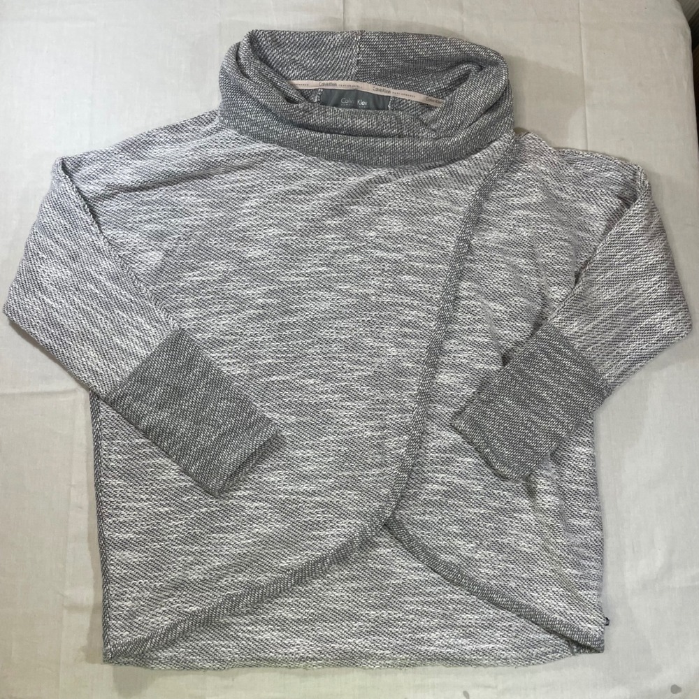 Calvin Klein Performance Gray Marled Cowl Neck Crossover Pullover Sweater Small